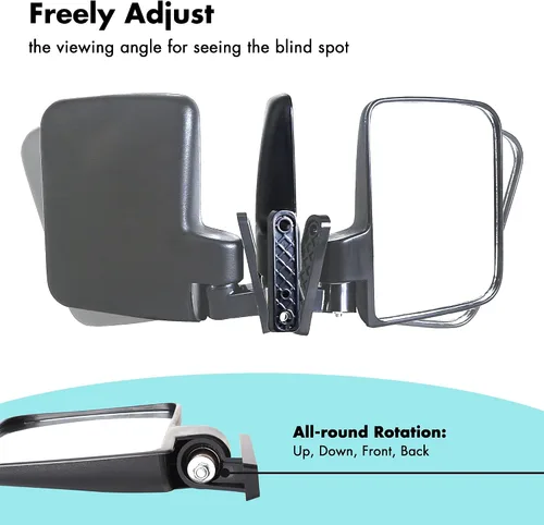Vista 3 de 10L0L Juego de espejos para carrito de golf, espejos laterales y espejo retrovisor panorámico grande Radian extra ancho para EZGO Yamaha Club Car