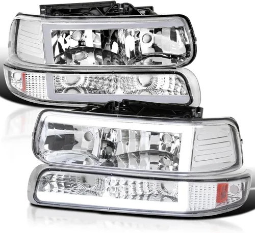 Vista 10 de SPEC-D TUNING Faros delanteros de barra LED negros + luces de parachoques compatibles con Chevy Silverado 1999-2002 Tahoe Suburban 2000-2006