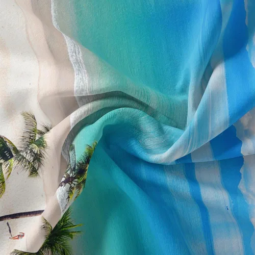 Vista 5 de Sanzugh - Tapiz de pared de playa del océano, arte de ventana falsa de naturaleza del mar de Hawái, tapices para colgar en dormitorio, dormitorio