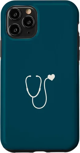 Vista 27 de iPhone 16 Dark Peacock Blue - Estuche para estetoscopio de corazón para enfermera o médico