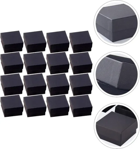 Vista 2 de EXCEART Cajas de regalo negras, 144 unidades, collar de estraza negra, aretes, caja de cartón para joyería, caja de regalo de cartón, caja de regalo