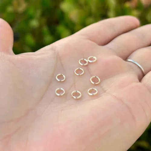 Vista 2 de 10 piezas Adabele Real 1/20 14K chapado en oro de 0.205 in anillo de salto dividido redondo abierto conector no se deslustra