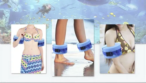 Vista 4 de Juego de 2 pulseras acuáticas de natación, pesas de agua para ejercicios de piscina, pesas de piscina para ejercicio acuático, equipo de ejercicios
