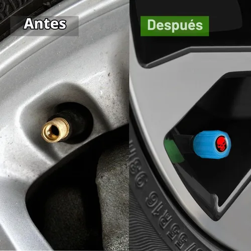 Vista 6 de 12 tapones fluorescentes para válvulas de neumáticos, resistentes a la corrosión, para automóvil, con forma de calavera iluminada luminosa que