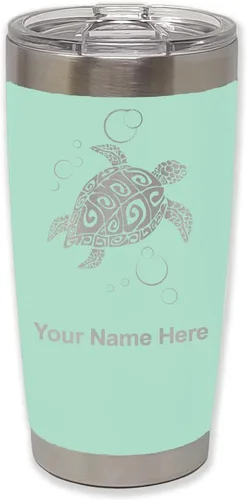 Vista 35 de LaserGram Vaso aislado al vacío de 20 onzas, tortuga marina hawaiana, grabado personalizado incluido (morado claro)