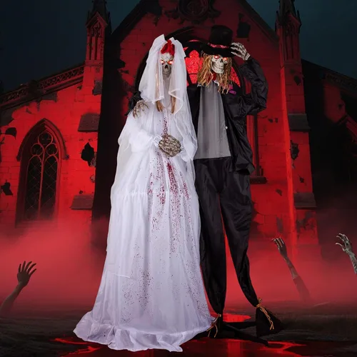 Vista 11 de Tangkula Decoración animada de Halloween de novia fantasma de 6 pies