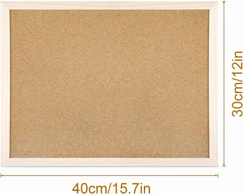 Vista 2 de Tablero de anuncios de corcho – Tablero de anuncios de 15.7 x 12 pulgadas, marco de madera, tablero de mensajes de corcho montado en la pared