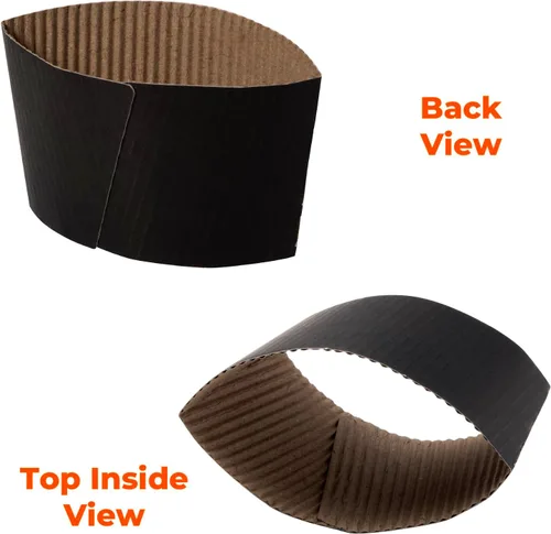 Vista 4 de FMP Brands Paquete de 1000 fundas para tazas de café de 8 onzas, fundas desechables para tazas calientes, fundas para tazas de café negras a granel