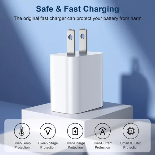Vista 3 de GREPHONE Cargador para iPhone de carga rápida, cargador de pared USB C de 20 W PD, paquete de 4 con cable de carga rápida de 1.8 m - Cargador rápido
