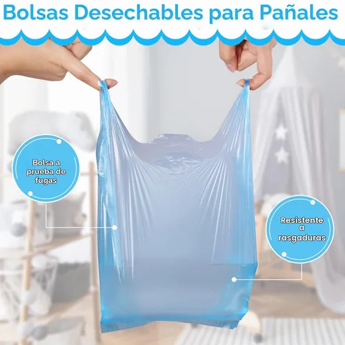 Vista 4 de 1600 bolsas de pañales desechables para bebés, sacos de pañales perfumados Azul