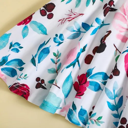 Vista 6 de Conjunto de ropa floral con volantes y pantalones para niñas pequeñas