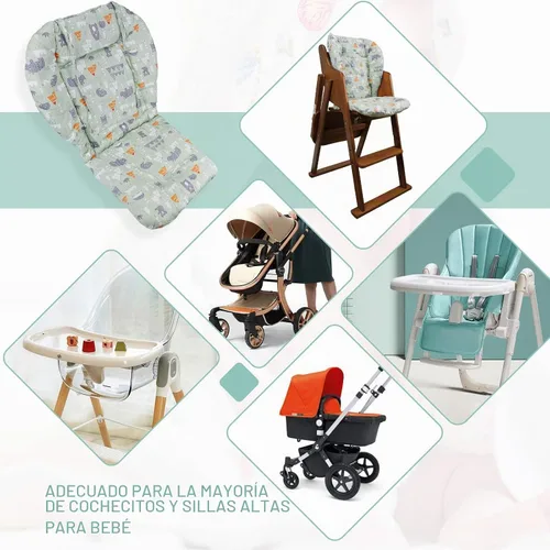 Vista 3 de Cojín para silla alta (estampado animal verde)