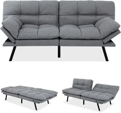 Vista 4 de MUUEGM Sofá cama futón de espuma viscoelástica, moderno sofá de oficina, cama convertible para espacios pequeños, apartamento, oficina, con respaldo