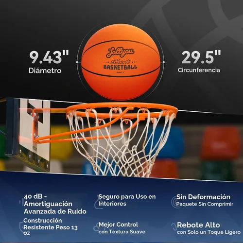Vista 5 de Silent Basketball Size 7 (29.5''), Airless Indoor Basketball Naranja