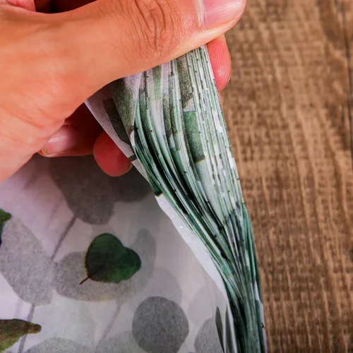 Vista 7 de 100 hojas de papel de seda de eucalipto reciclable vegetación botánica bolsa de embalaje para bodas, cumpleaños, duchas, manualidades, decoración