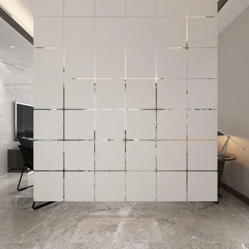 Vista 2 de Yizunnu Divisor de habitación colgante, división de paneles blancos de bricolaje, 12 piezas de pantalla de panel de madera y plástico, separadores