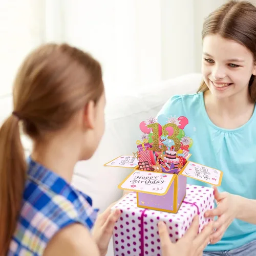 Vista 4 de CIEHER Tarjeta desplegable de cumpleaños número 13 para adolescentes, tarjeta de felicitación 3D única, regalos de cumpleaños para niñas y niños