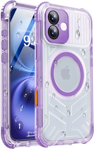 Vista 42 de Funda impermeable para iPhone 15 con Magsafe, protector de pantalla, cordón, IP68 militar de cuerpo completo a prueba de golpes, para deportes Negro