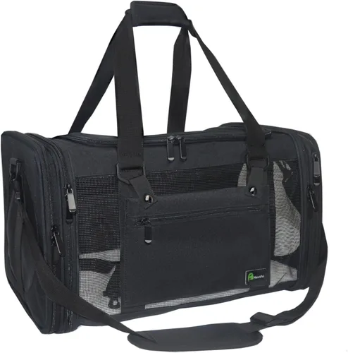Vista 22 de Transportador de lados suaves para perros y gatos pequeños y medianos, aprobado por la aerolínea TSA, plegable, para mascotas, color negro