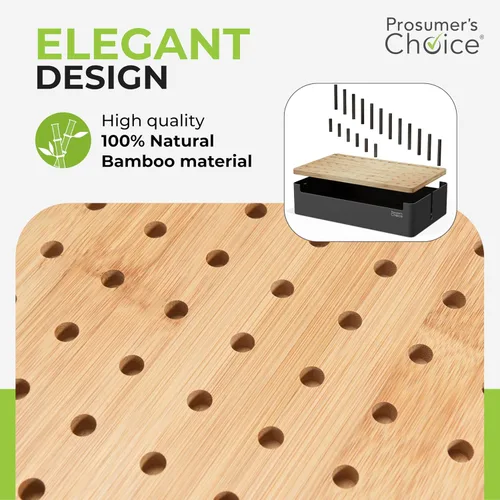Vista 3 de Prosumer's Choice Organizador de estación de carga de madera negra para múltiples dispositivos, caja de organización de cables con 5 ranuras