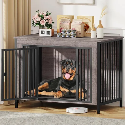 Vista 9 de EasyCom Mueble de jaula para perros para 1 o 2 perros, jaulas resistentes para perros individuales/dobles para perros pequeños, medianos y grandes