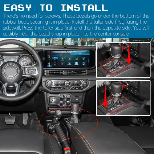 Vista 6 de TonGass Paquete de 2 biseles de cambio de transmisión manual compatibles con Jeep Cherokee/Wrangler, color negro