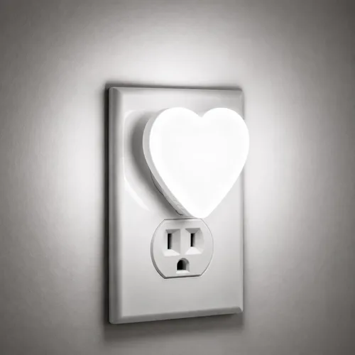 Vista 11 de Lindas luces nocturnas, luz nocturna de forma de corazón para guardería con sensores de luz, sensor automático de anochecer a amanecer, suave blanco