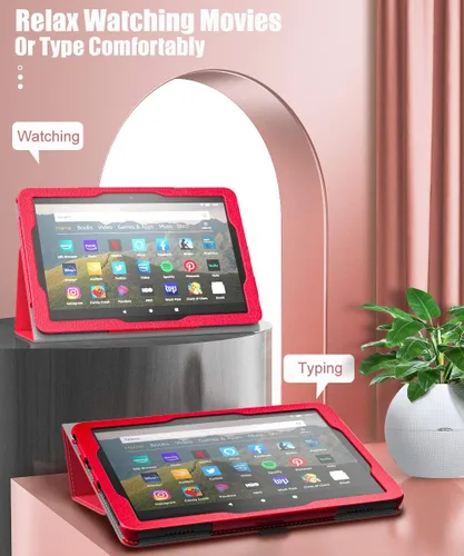 Vista 5 de MoKo - Funda compatible con la tablet Kindle Fire HD 8 y 8 Plus (10ª generación, versión de 2020), funda de soporte plegable y diseño delgado