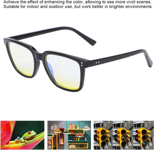 Vista 2 de Lentes de corrección de daltonismo, lentes de daltonismo rojo-verde, marco completo, universales para hombres y mujeres, revestimiento especial
