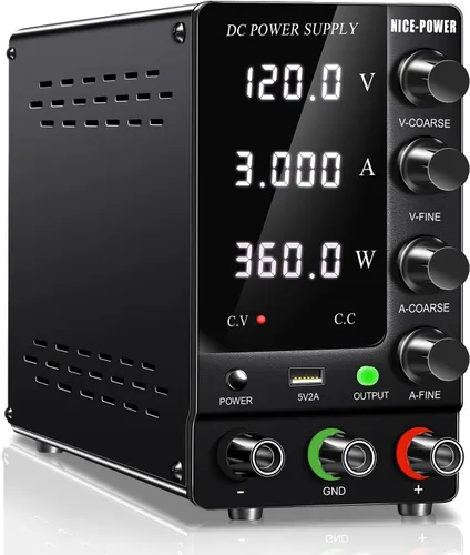 Vista 11 de NICE-POWER Fuente de alimentación CC variable 30V 10A, fuente de alimentación de banco de CC regulada de conmutación ajustable con interruptor