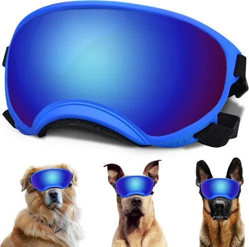 Vista 13 de Gafas de sol para perros medianos con correa ajustable, protección UV, gafas de sol para cachorros a prueba de viento, adecuadas para mascotas