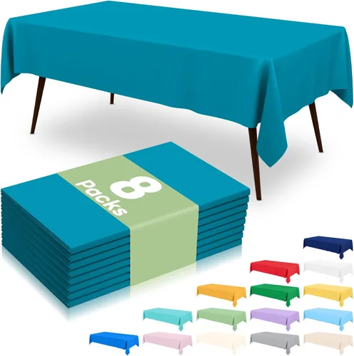 Vista 32 de misaya 6 paquetes de manteles de plástico desechables, 54 x 72 pulgadas mantel rectangular impermeable, cubiertas de mesa decorativas a prueba