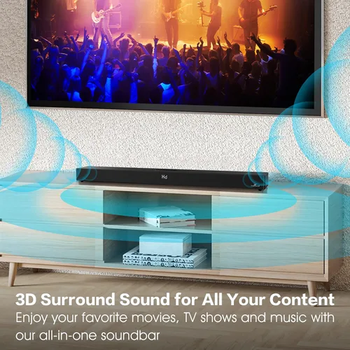 Vista 4 de LARKSOUND Barra de sonido todo en uno con subwoofer integrado