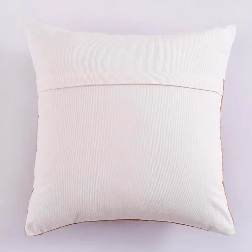 Vista 4 de Labhanshi Funda de almohada copetuda blanca y marrón, Boho, 18 x 18 pulgadas