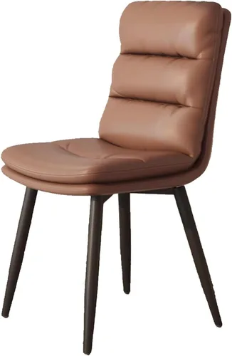 Vista 27 de Upholstered Dining Chairs Set of 4, Leather Kitchen Chair with Metal Legs, Dining Room Kitchen Chair with Back for Brown