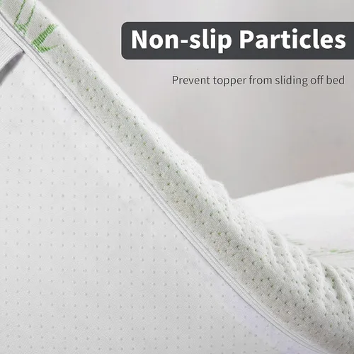 Vista 7 de HOMBYS Cubrecolchón de espuma viscoelástica para cama de masaje con rayón refrescante derivado de bambú, cubrecolchón de mesa de cama con pestañas