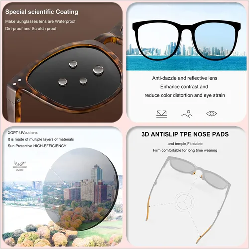 Vista 4 de GIFIORE Lentes de sol polarizados plegables para mujeres y hombres, plegables, antideslumbrantes, con funda, ultraligeros, 0.67 oz