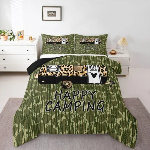 Vista 21 de Erosebridal American Flag Twin Comforter Set Army Green Camo Bedding Set for Kids Boys Girls Bear Claw Hunting Theme Bed Set Camoflage Camping