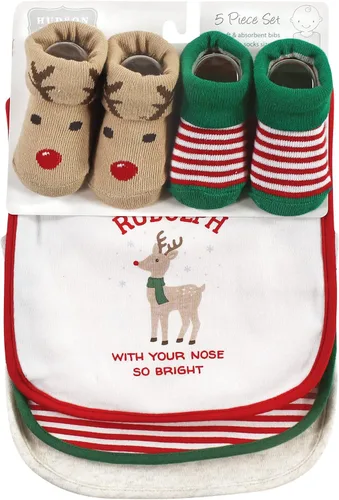 Vista 280 de Hudson Baby Conjunto de babero y calcetines unisex de algodón para bebé