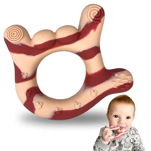 Vista 10 de Mordedor de mano de silicona – I Love You Baby Teething Toy 0-12 meses BPA – Alivio de la dentición para niños pequeños Mordedores masajeadores