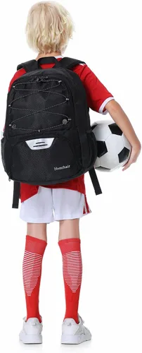 Vista 7 de Hsmihair - Mochila de fútbol juvenil - Mochila para fútbol y baloncesto, con compartimento para pelota y tacos separados