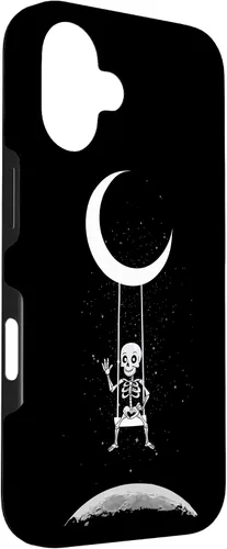 Vista 3 de Skeleton On Moon Swing Funny Spooky Creepy Halloween Case for iPhone 16