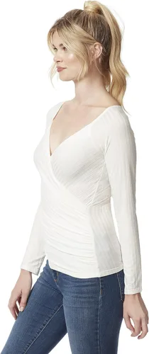 Vista 2 de Jessica Simpson Top cruzado de manga larga Kiki Surplice para mujer
