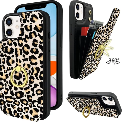 Vista 13 de Funda compatible con iPhone 11 con tarjetero y soporte para tarjetas, soporte de anillo de dedo de rotación de 360º, función atril, protección RFID
