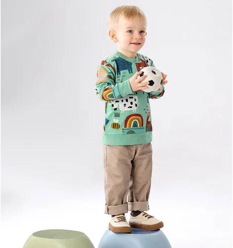 Vista 2 de Paquete de 2 sudaderas de manga larga con cuello redondo para niños pequeños, sudaderas de algodón cálido con dibujos animados de dinosaurio