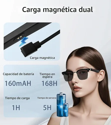 Vista 5 de Gafas de sol inteligentes, gafas Bluetooth 5.4 para hombres y mujeres