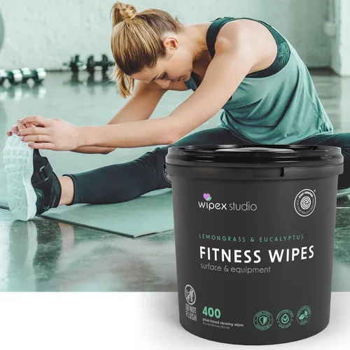 Vista 4 de Wipex Paquete de toallitas de limpieza para gimnasio – Verificado por EWG – Obtén 800 toallitas con (1) cubo de hierba de limón y eucalipto y (1)