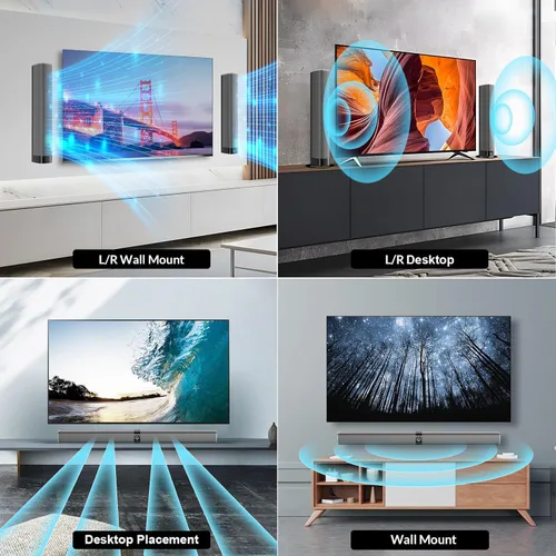 Vista 2 de Barra de sonido, barra de sonido de 80 W con conexión Bluetooth/ARC/Opt/AUX, con aumento de volumen, 3 modos de ecualizador, barra de sonido