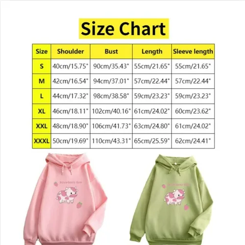 Vista 3 de Linda sudadera con capucha Kawaii estética Y2K con bolsillo deportivo de gran tamaño para niña, estampado de vaca de fresa, camiseta de manga larga