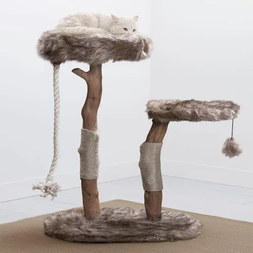 Vista 4 de MAU - Moderna torre de árbol para gatos, rama natural, torre para gatos de madera de lujo, árbol rascador para gatos, condominio de gatos, regalo